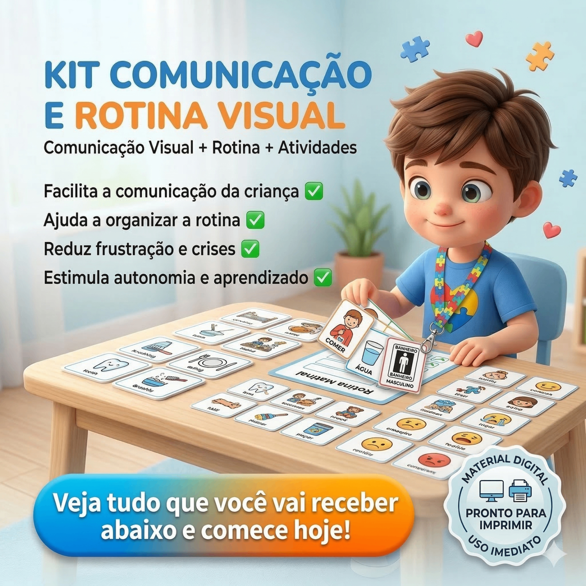 Kit Comunicação e Rotina Visual - Material completo